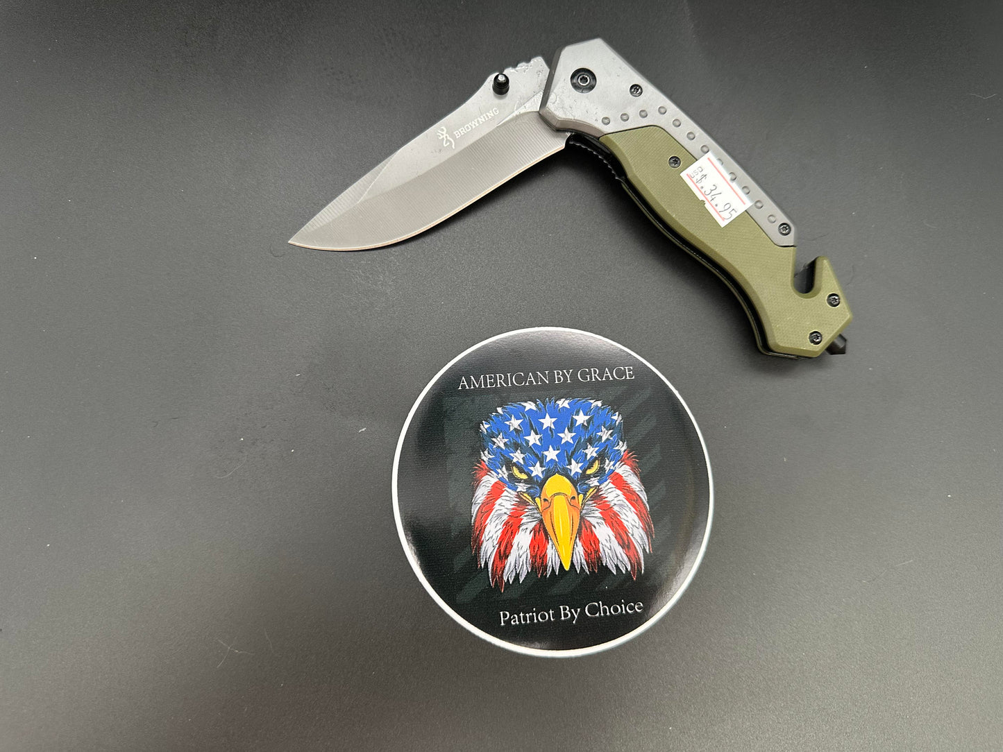 Browning Rescue Knife Green w/ Seat Belt cutter and Glass Breaker